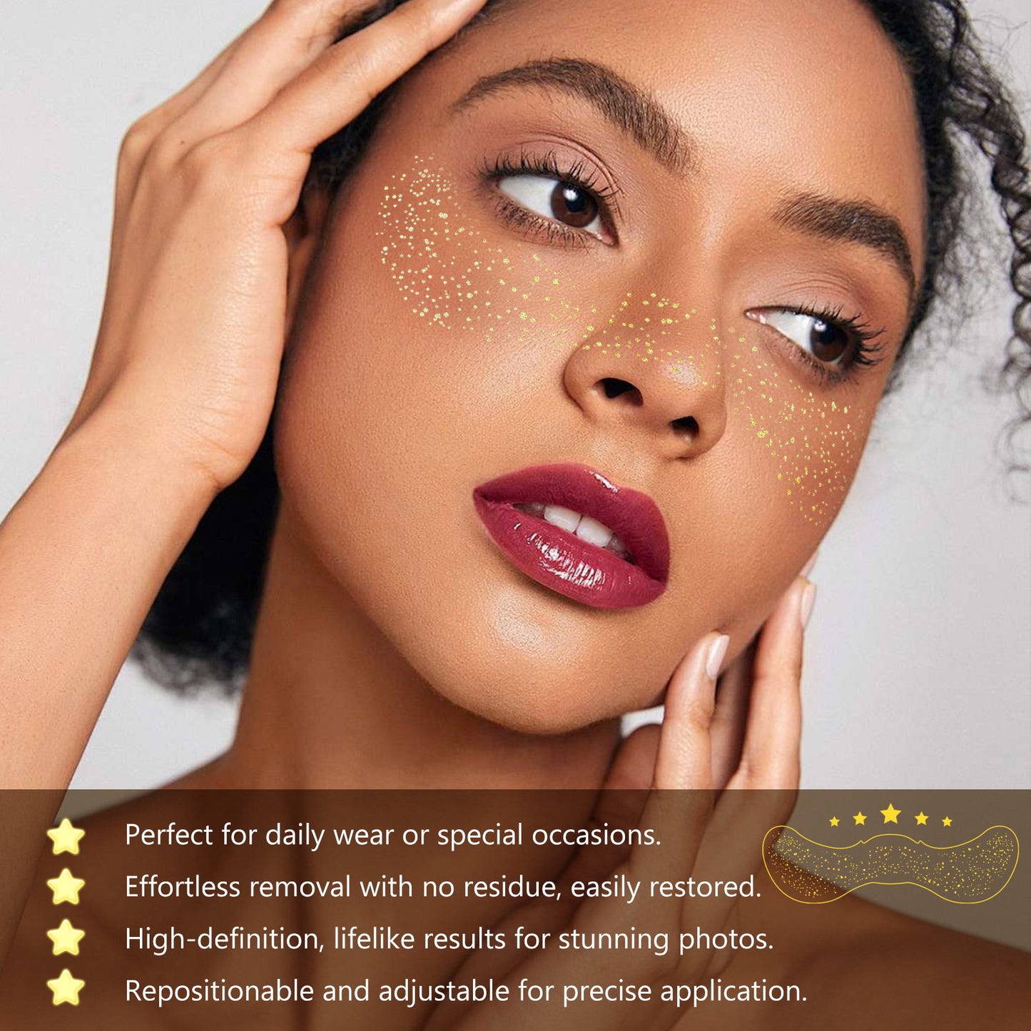 IKZEE - Face Makeup Gold Glitter Freckle Patches-Waterproof -Effortless Glam