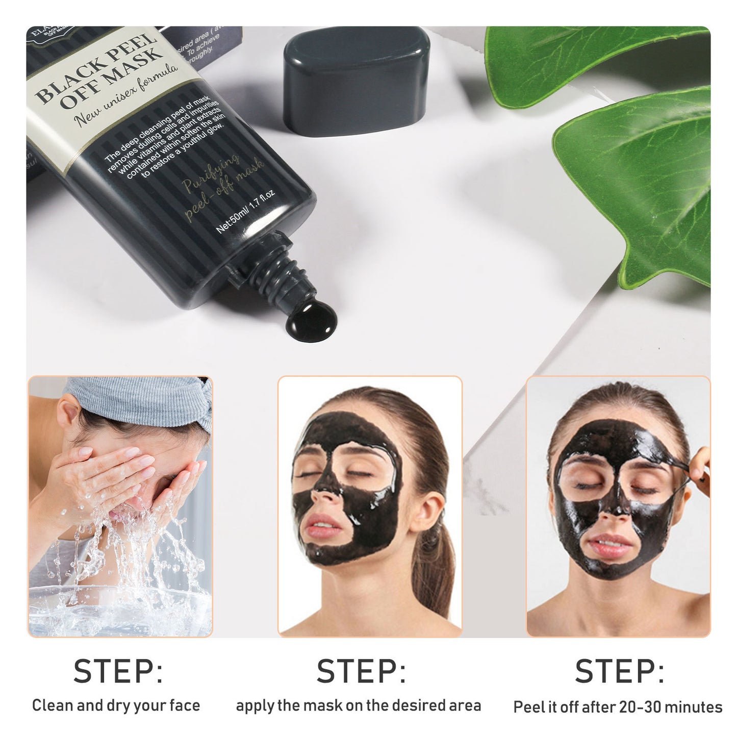 ELAIMEI - Black Peel Off Mask-Blackhead Removal Cleansing Mask Repair Pores Acne Mask