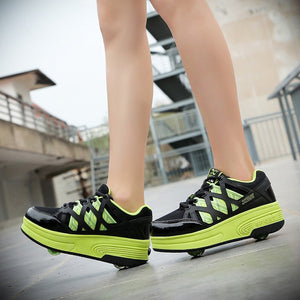 Funky Double-Wheeled Roller Heelys Sneaker Shoes/Green