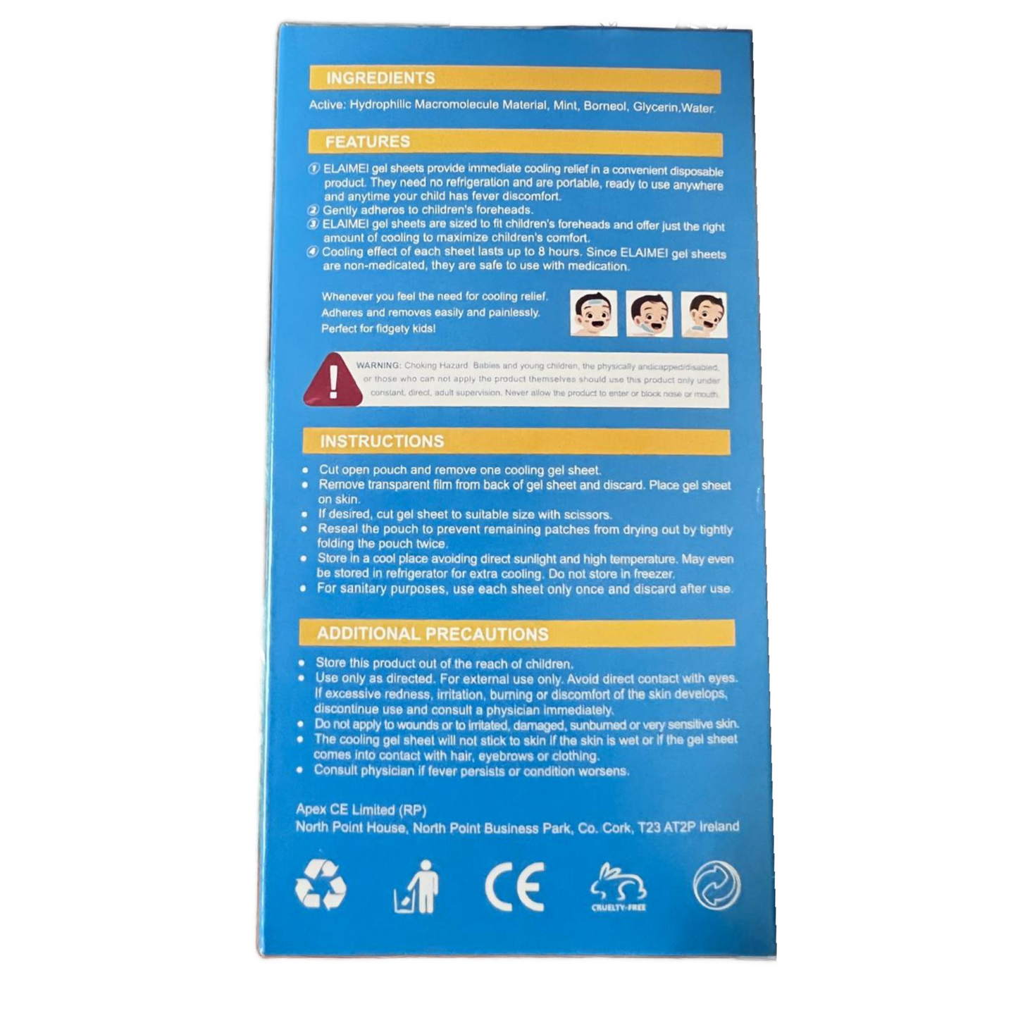 ELAIMEI - Cooling Gel Fever Patches Headache Patches -16 Patches