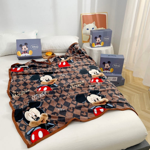 Disney Cartoon Farley Plush Blanket Presented in a Gift Box -110 x 150cm - Mickey Mouse Coffee