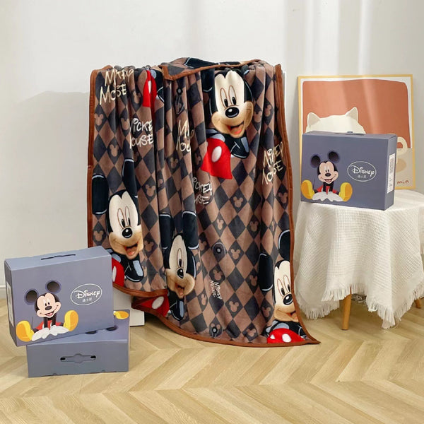 Disney Cartoon Farley Plush Blanket Presented in a Gift Box -110 x 150cm - Mickey Mouse Coffee