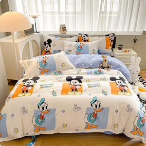 Disney Cartoon Four Piece- Fitted Sheet -Duvet Cover -Pillowcase Set - Disney Land