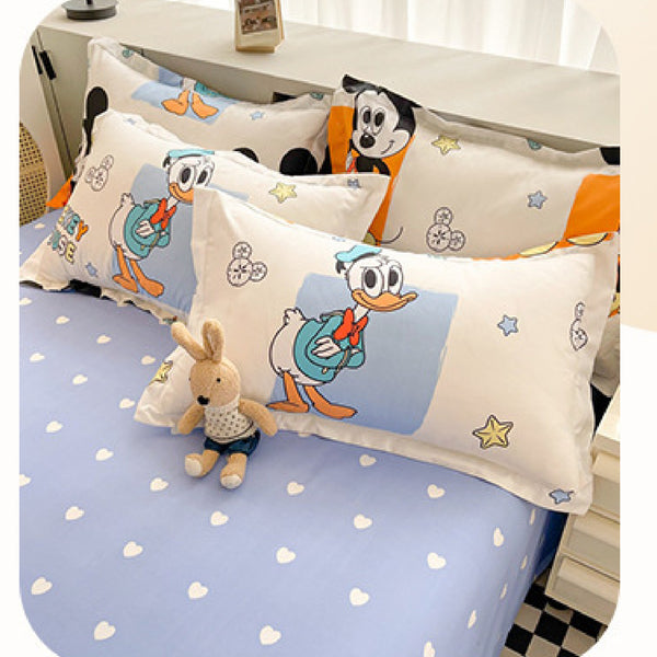 Disney Cartoon Four Piece- Fitted Sheet -Duvet Cover -Pillowcase Set - Disney Land