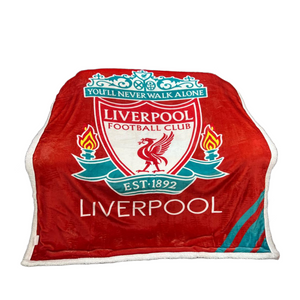 Inspired Liverpool FC Sherpa Fleece Throw Blanket Thick and Warm Soft Plush-180 x 150cm