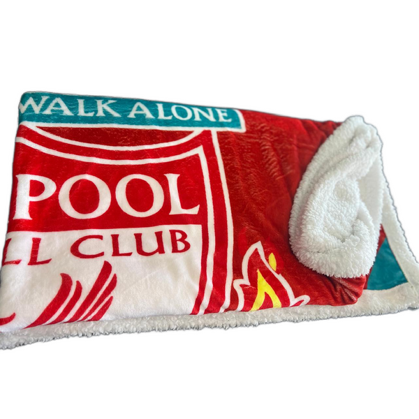 Inspired Liverpool FC Sherpa Fleece Throw Blanket Thick and Warm Soft Plush-180 x 150cm