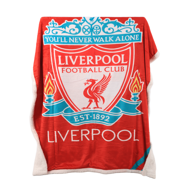 Inspired Liverpool FC Sherpa Fleece Throw Blanket Thick and Warm Soft Plush-180 x 150cm