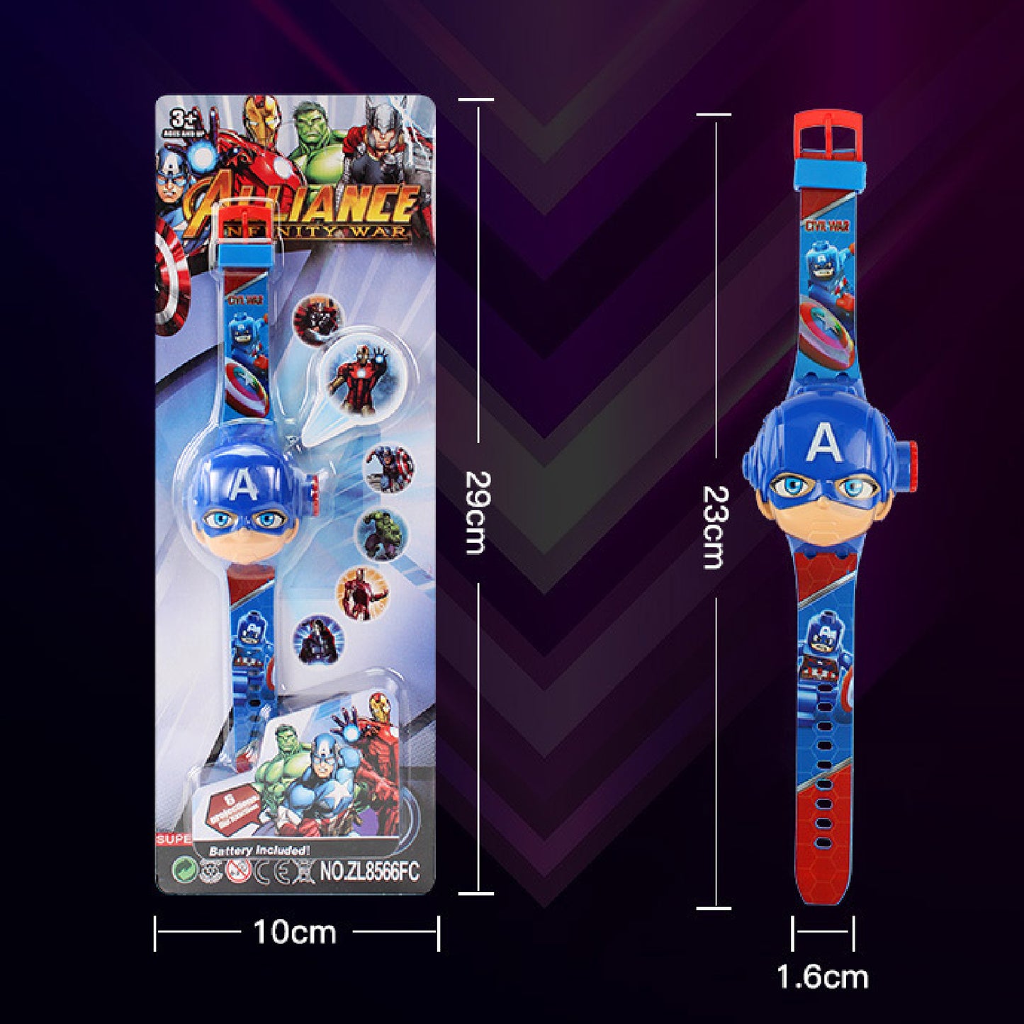 Kids Cartoon Character - Digital Watch with Projector Light - Captain America