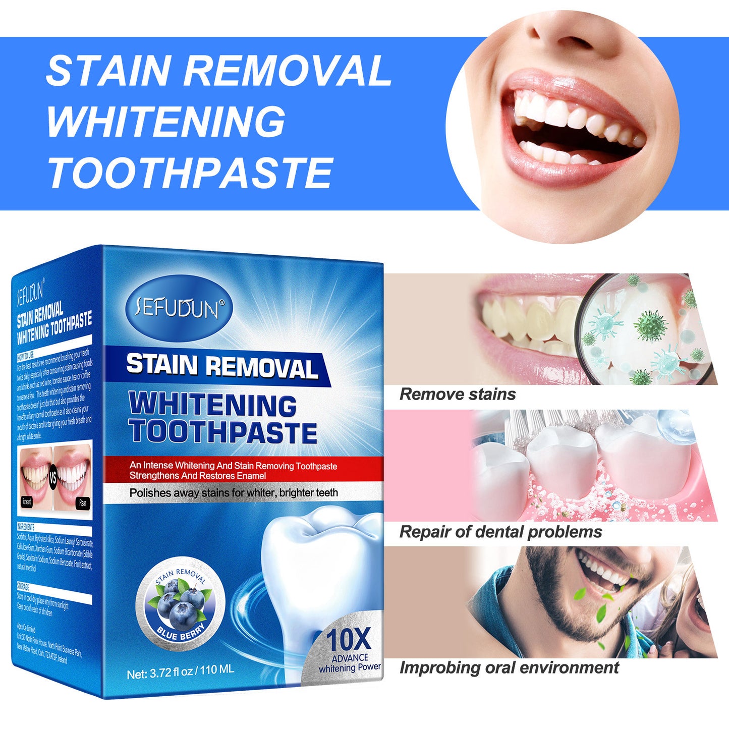 SEFUDUN - Stain Removal Brightening Toothpaste-Polishes Stains - Brighter Teeth