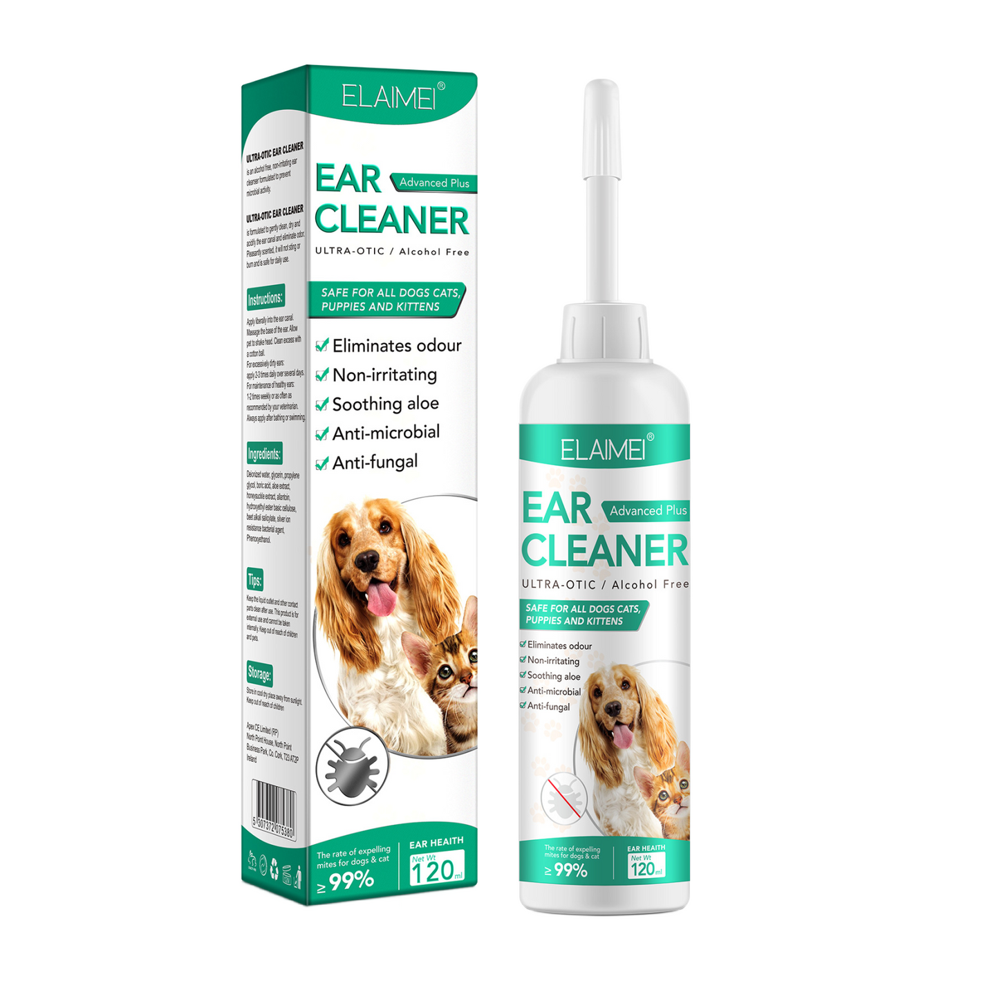 ELAIMEI - Dogs and Cats Ear Cleaner-Ear Cleaning Powder-Promotes Relief from Itching