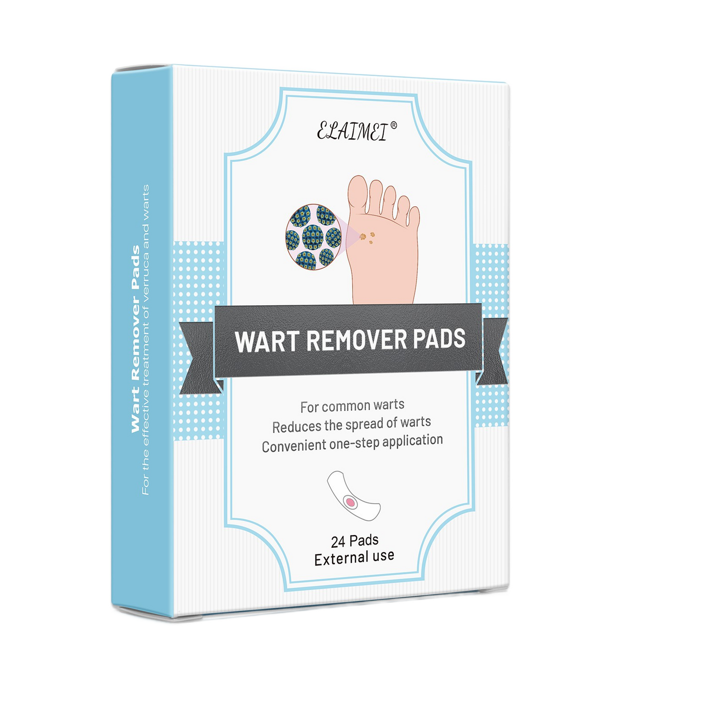 ELAIMEI - Wart Remover Pads - For Common Warts- Reduces the Spread of Warts - 24 Pads