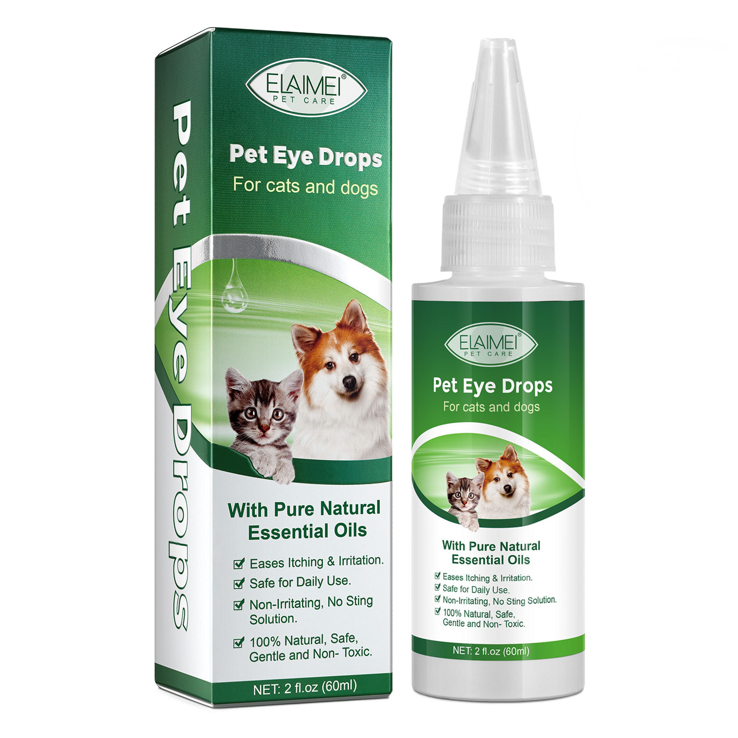 ELAIMEI - Pet Eye Drops for Cats and Dogs-With Pure Natural Essential Oils- 60ml