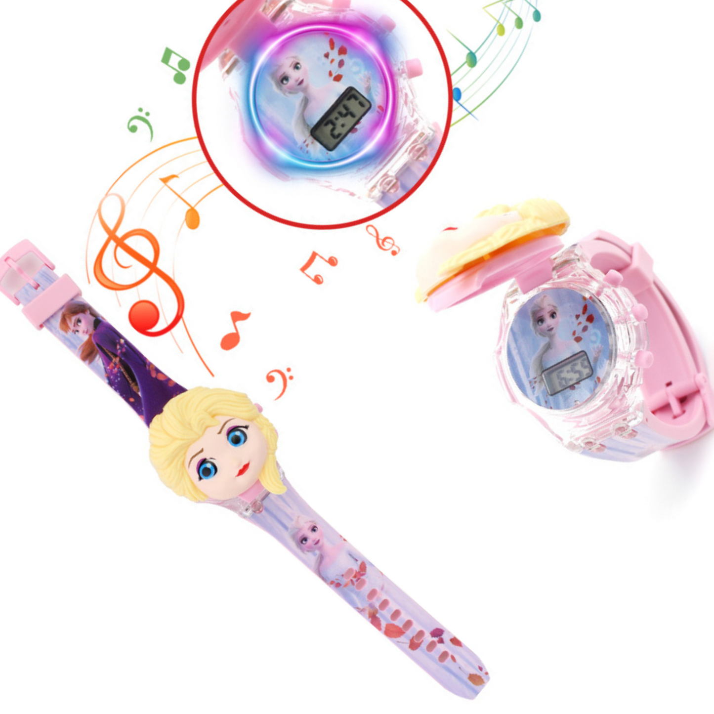 Kids 3D Digital Watch -Flip with Music and Lights - Frozen