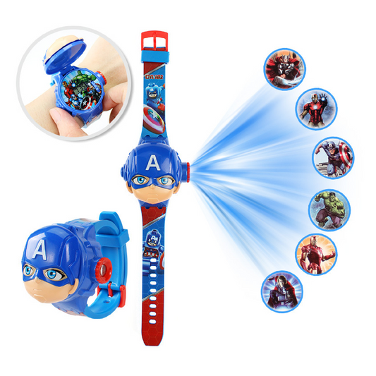 Kids Cartoon Character - Digital Watch with Projector Light - Captain America