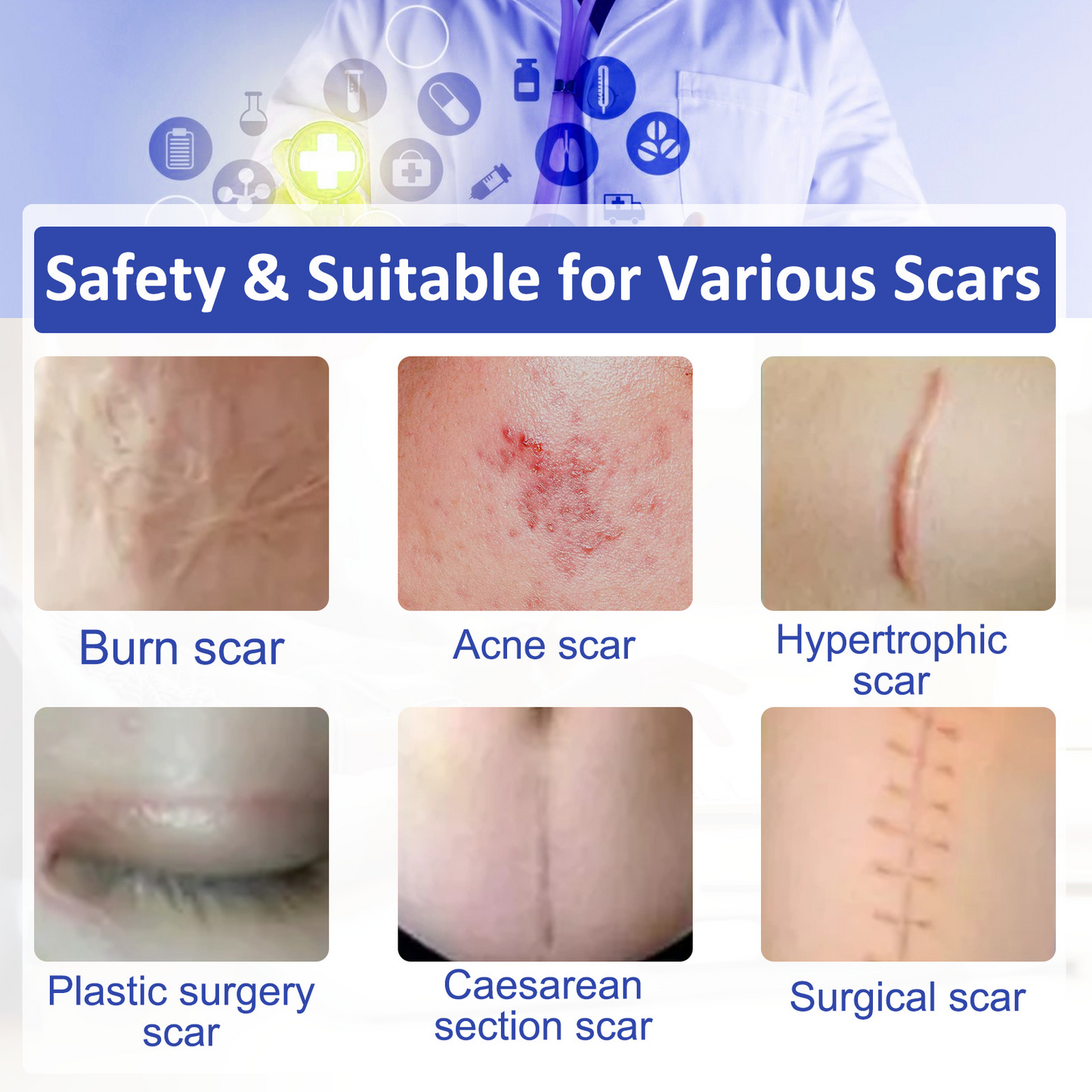 ELAIMEI- New Clear Silicone Scar Sheets -Professional Scar Removal 4cm x 3m