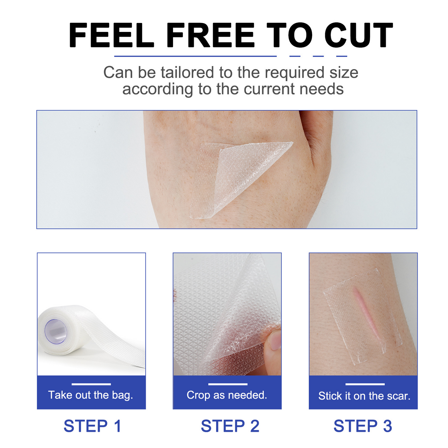 ELAIMEI- New Clear Silicone Scar Sheets -Professional Scar Removal 4cm x 3m