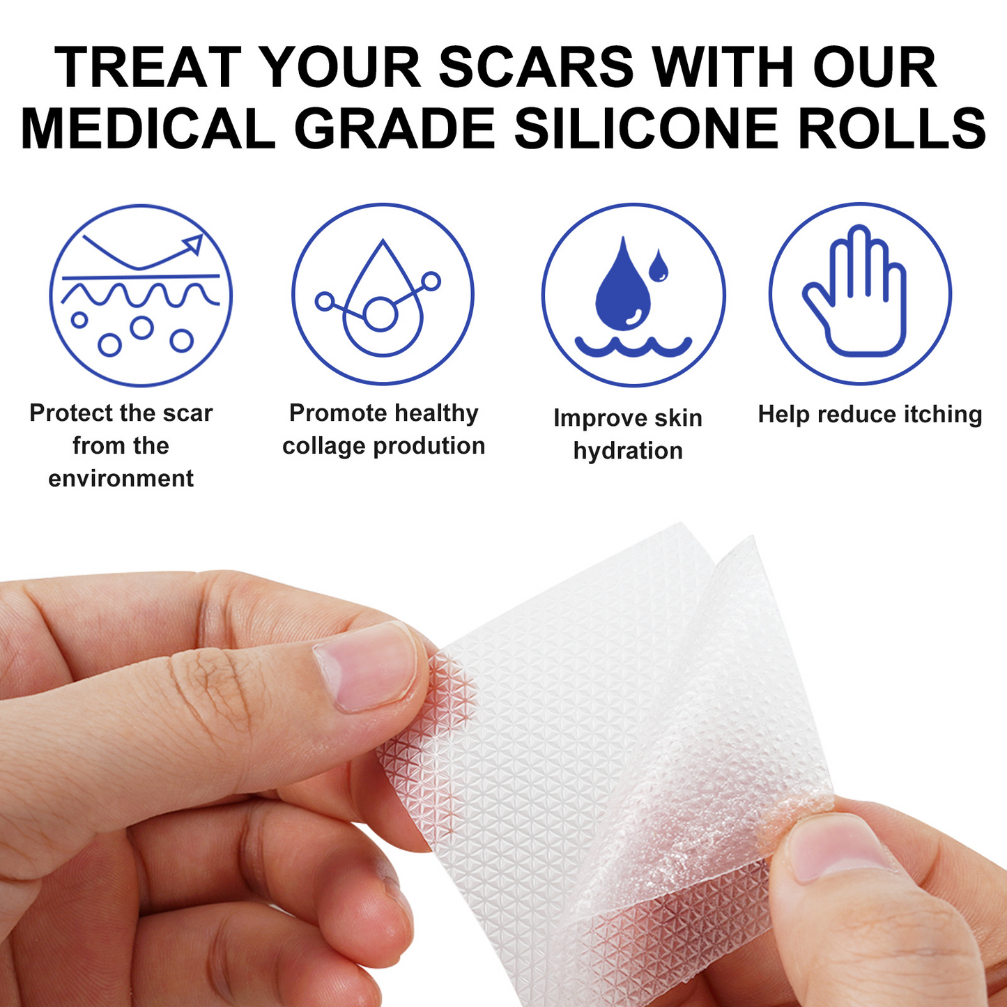 ELAIMEI- New Clear Silicone Scar Sheets -Professional Scar Removal 4cm x 3m