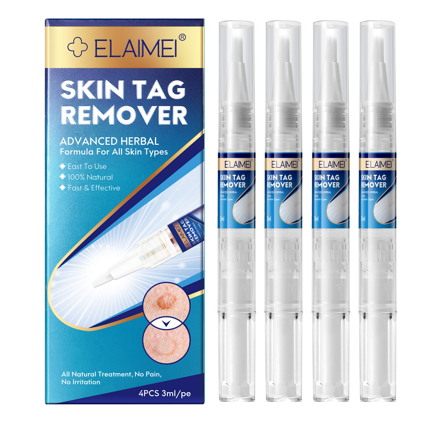 ELAIMEI - Skin Tag Remover Advanced Herbal Formula Fast and Effective Pen 4-Piece