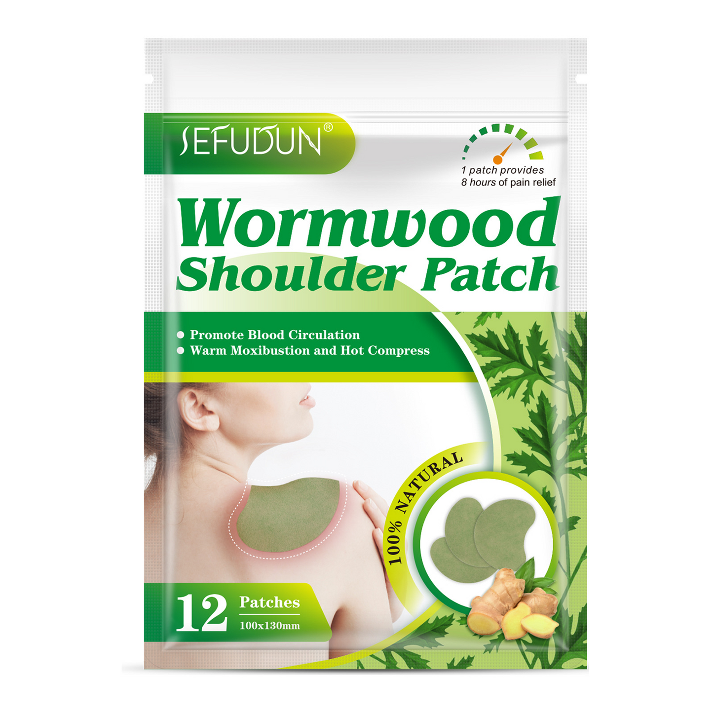 SEFUDUN - Wormwood Shoulder Patch Pain Relief-Promote Blood Circulation-12 Patches