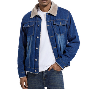 Men's Autumn and Winter Denim Jacket - Denim Blue