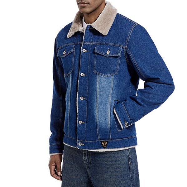 Men's Autumn and Winter Denim Jacket - Denim Blue