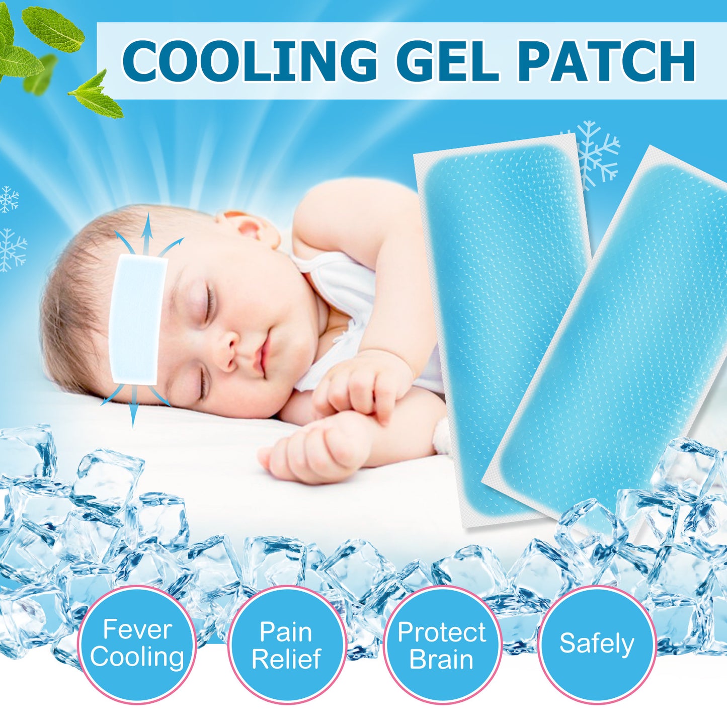 ELAIMEI - Cooling Gel Fever Patches Headache Patches -16 Patches