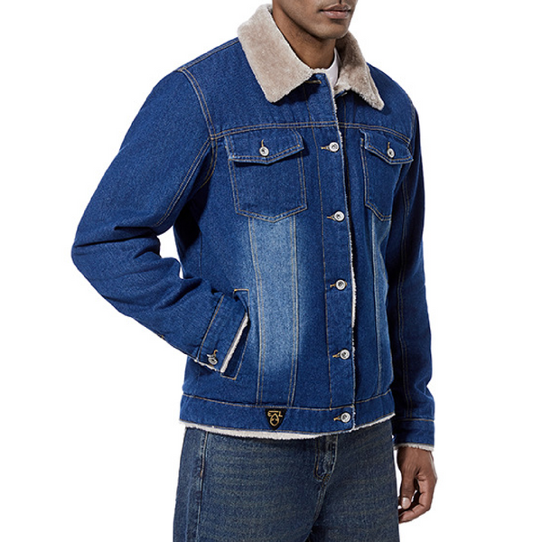 Men's Autumn and Winter Denim Jacket - Denim Blue