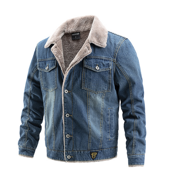 Men's Autumn and Winter Denim Jacket - Denim Blue