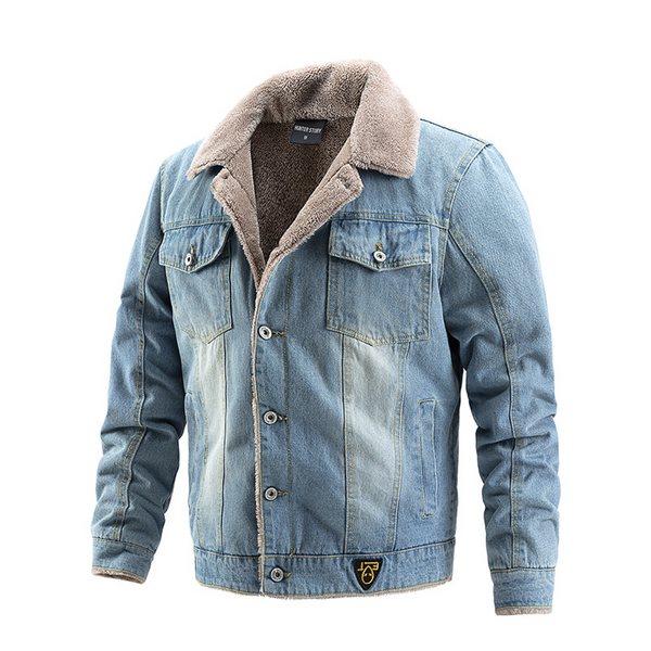 Men's Autumn and Winter Denim Jacket - Light Blue