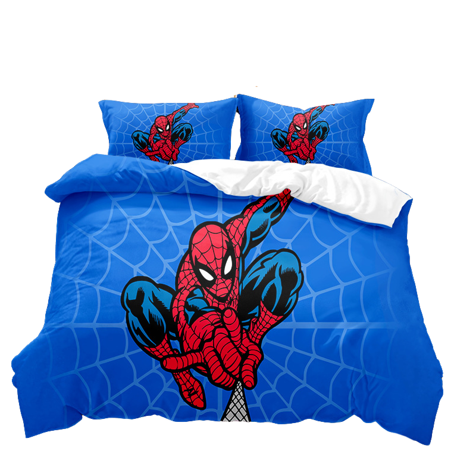 KAMFE HOM Kids 3D Printed Duvet Cover Set-Inspired Spiderman - Blue