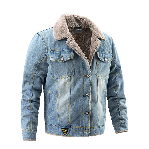 Men's Autumn and Winter Denim Jacket - Light Blue