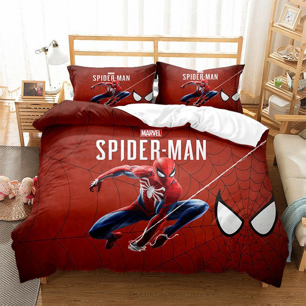 KAMFE HOM Kids 3D Printed Duvet Cover Set-Inspired Spiderman - Red