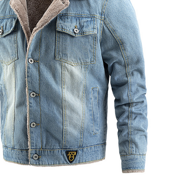 Men's Autumn and Winter Denim Jacket - Light Blue