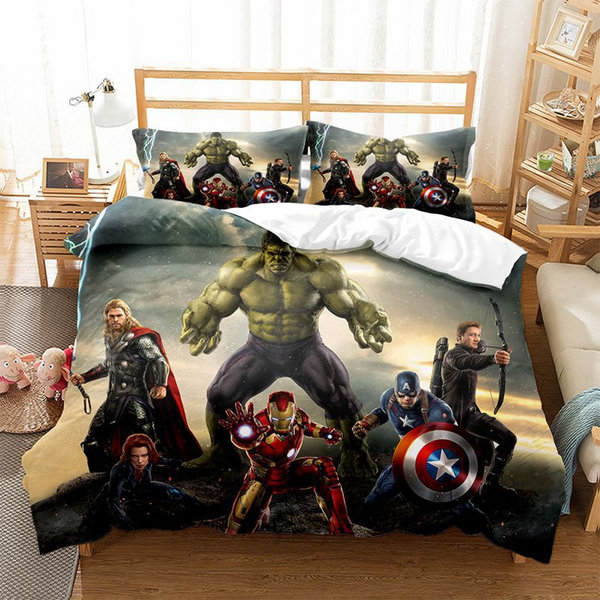 KAMFE HOM Kids 3D Printed Duvet Cover Set-Inspired Spiderman - Avengers