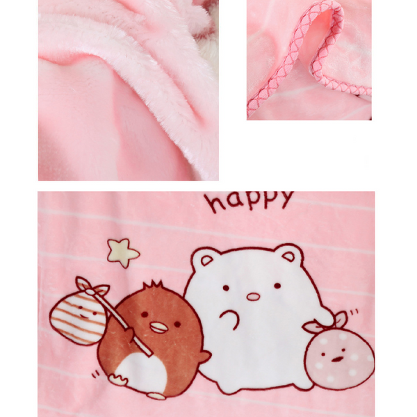 Double Layer Embossed Cartoon Children's Blanket Comfort and Fun Together - 125 x 100cm- Pink Happy