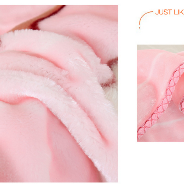 Double Layer Embossed Cartoon Children's Blanket Comfort and Fun Together - 125 x 100cm- Pink Happy