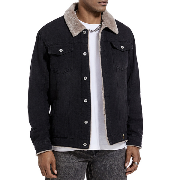 Men's Autumn and Winter Denim Jacket - Black