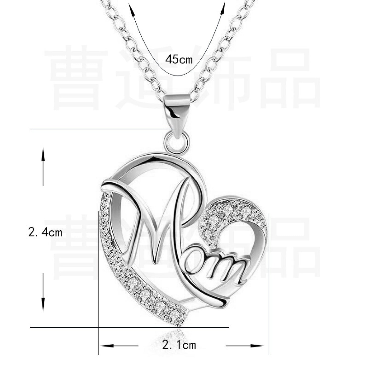 Silver Mother's Day Beauty Heart-Shaped Necklace