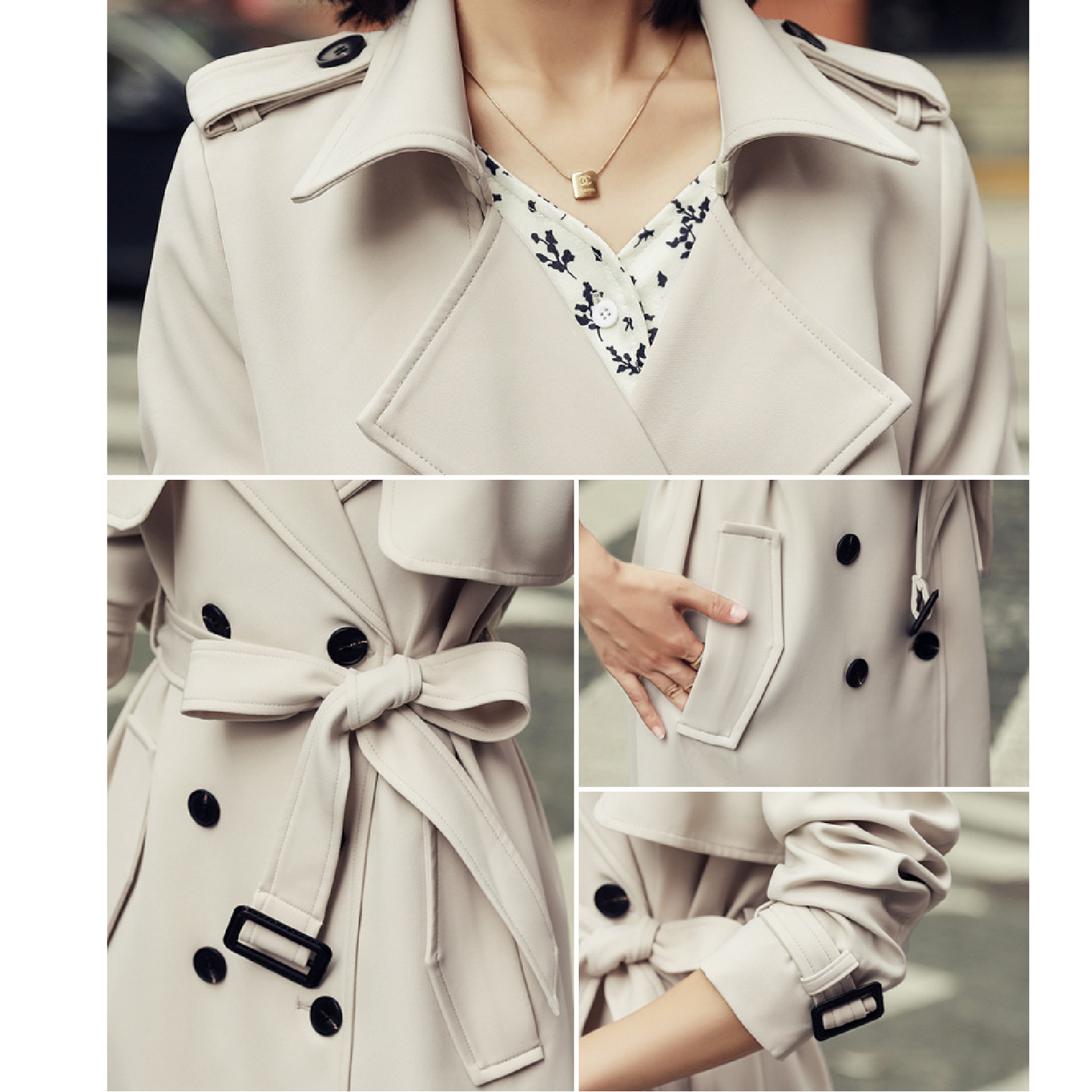 Ladies Fashionable Long Windbreaker Mid-Length Dress Coat-Ladies Coat