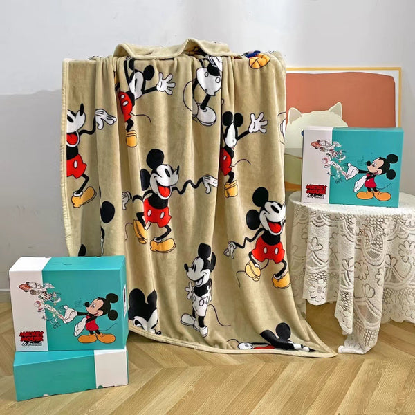 Disney Cartoon Farley Plush Blanket Presented in a Gift Box -110 x 150cm - Mickey Mouse Khaki