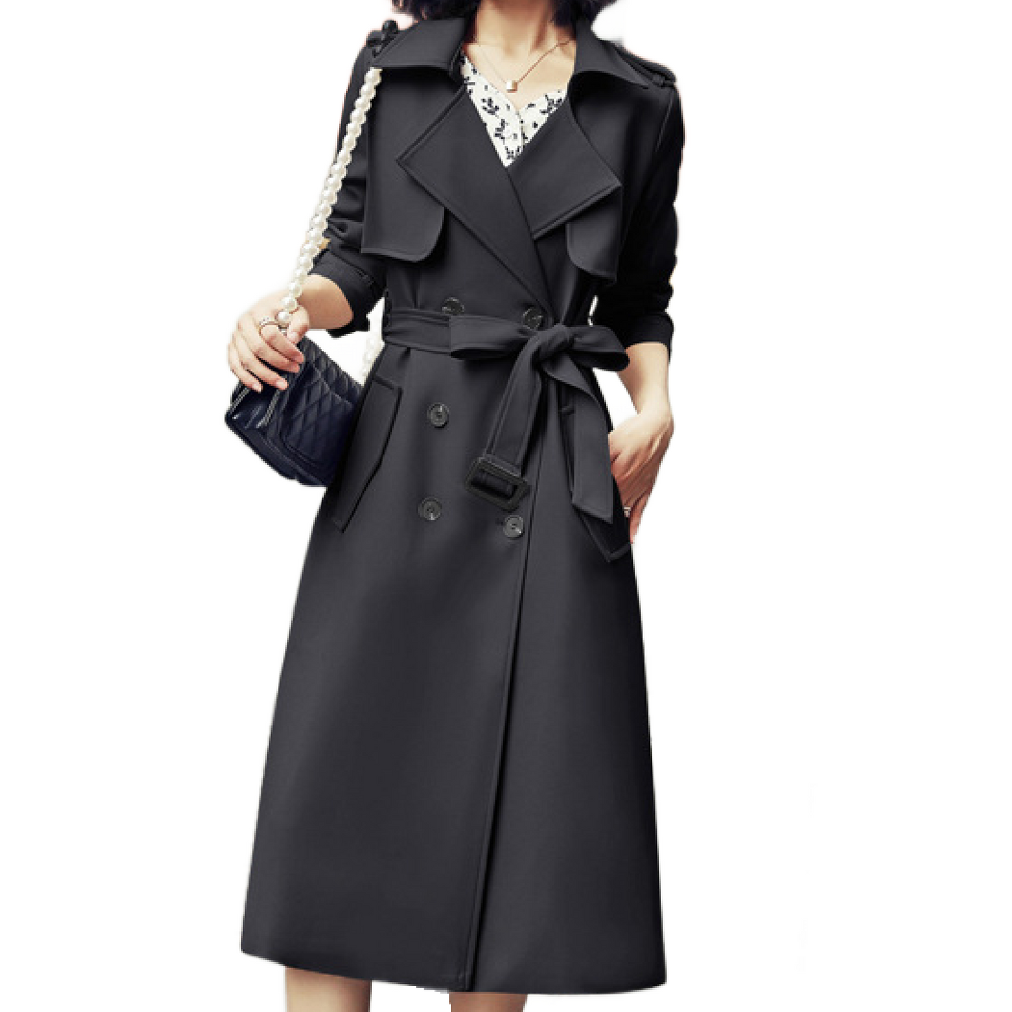 Ladies Fashionable Long Windbreaker Mid-Length Dress Coat-Ladies Coat