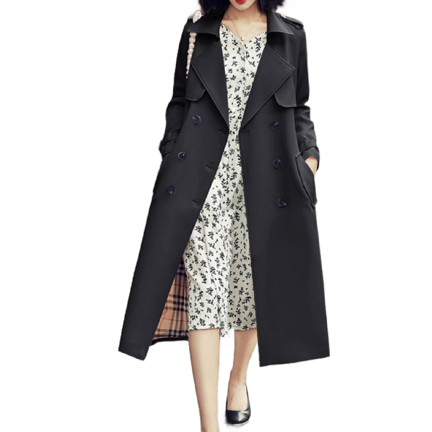 Ladies Fashionable Long Windbreaker Mid-Length Dress Coat-Ladies Coat