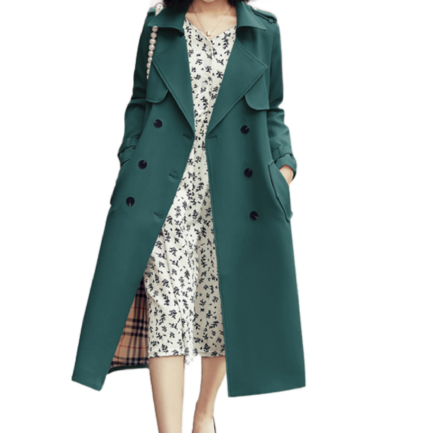 Ladies Fashionable Long Windbreaker Mid-Length Dress Coat-Ladies Coat