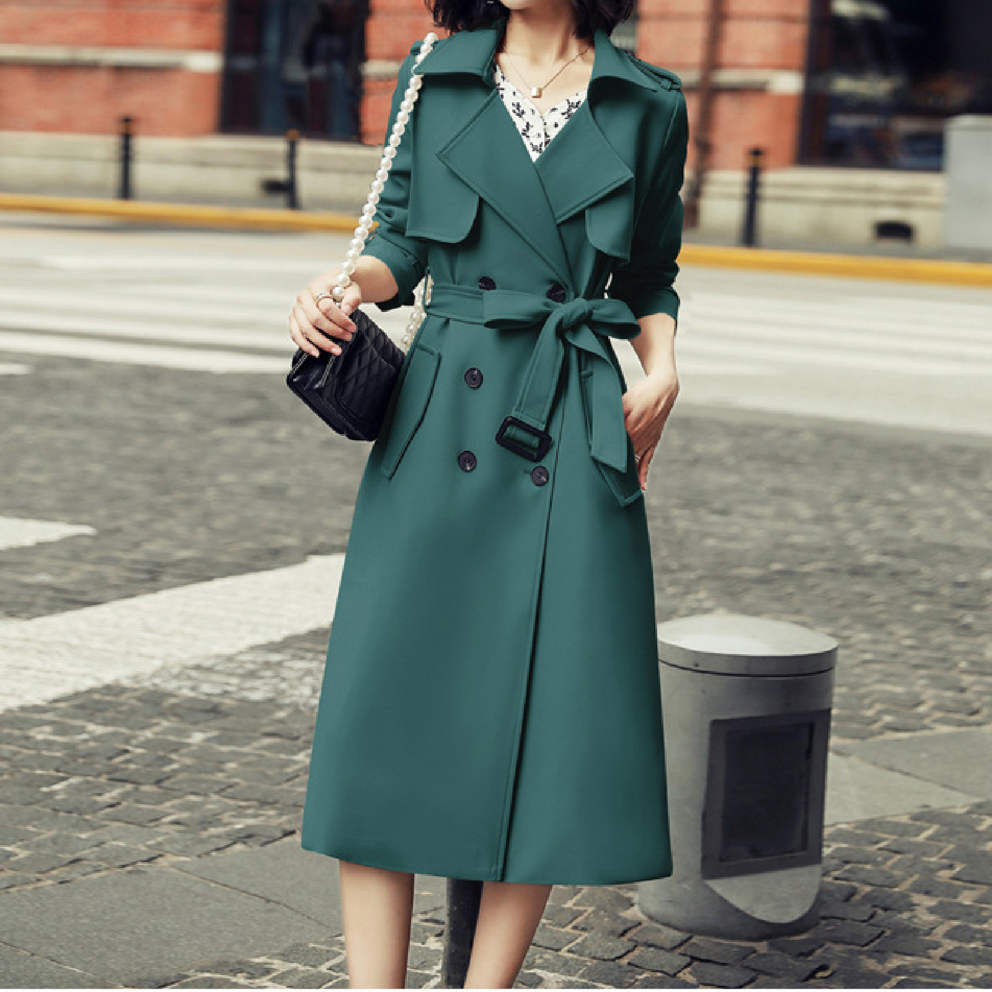 Ladies Fashionable Long Windbreaker Mid-Length Dress Coat-Ladies Coat