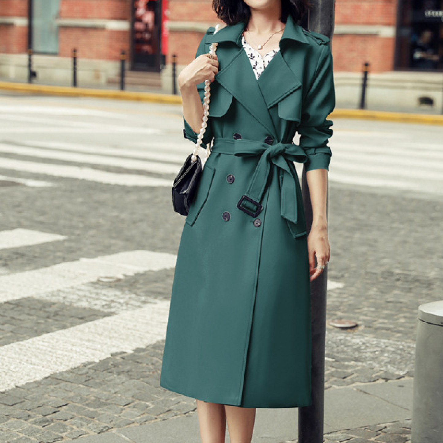 Ladies Fashionable Long Windbreaker Mid-Length Dress Coat-Ladies Coat