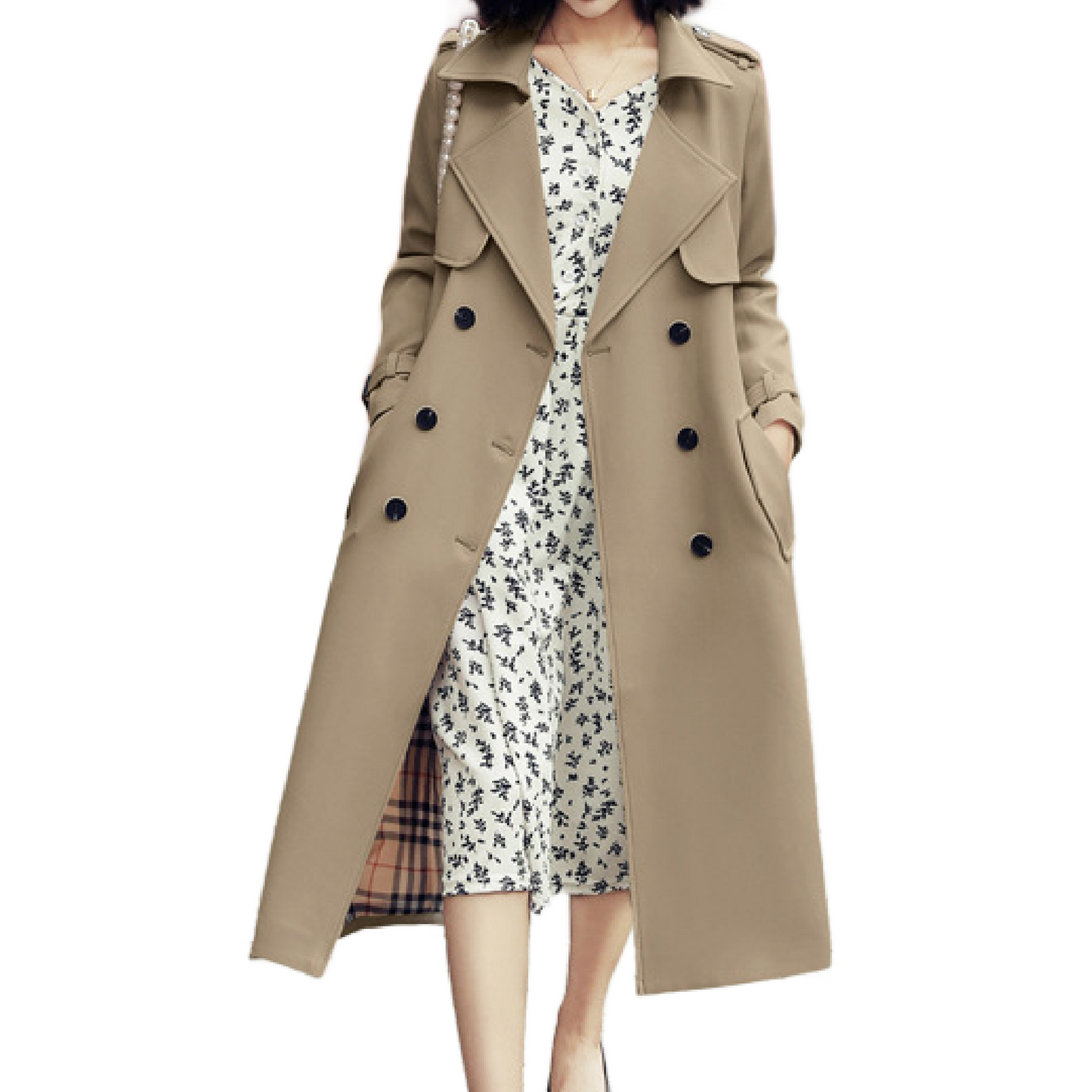 Ladies Fashionable Long Windbreaker Mid-Length Dress Coat-Ladies Coat