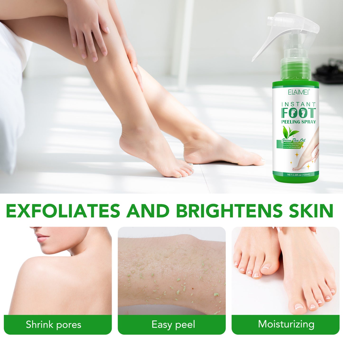 ELAIMEI - Instant Foot Peeling Spray-Exfoliates and Removes Dry Dead Skin Cells-100ml