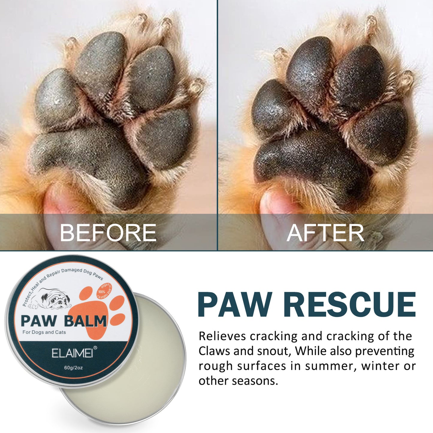 ELAIMEI - Paw Balm -Cats and Dogs-Paw Cream Repair Dry Cracked Damaged Paws