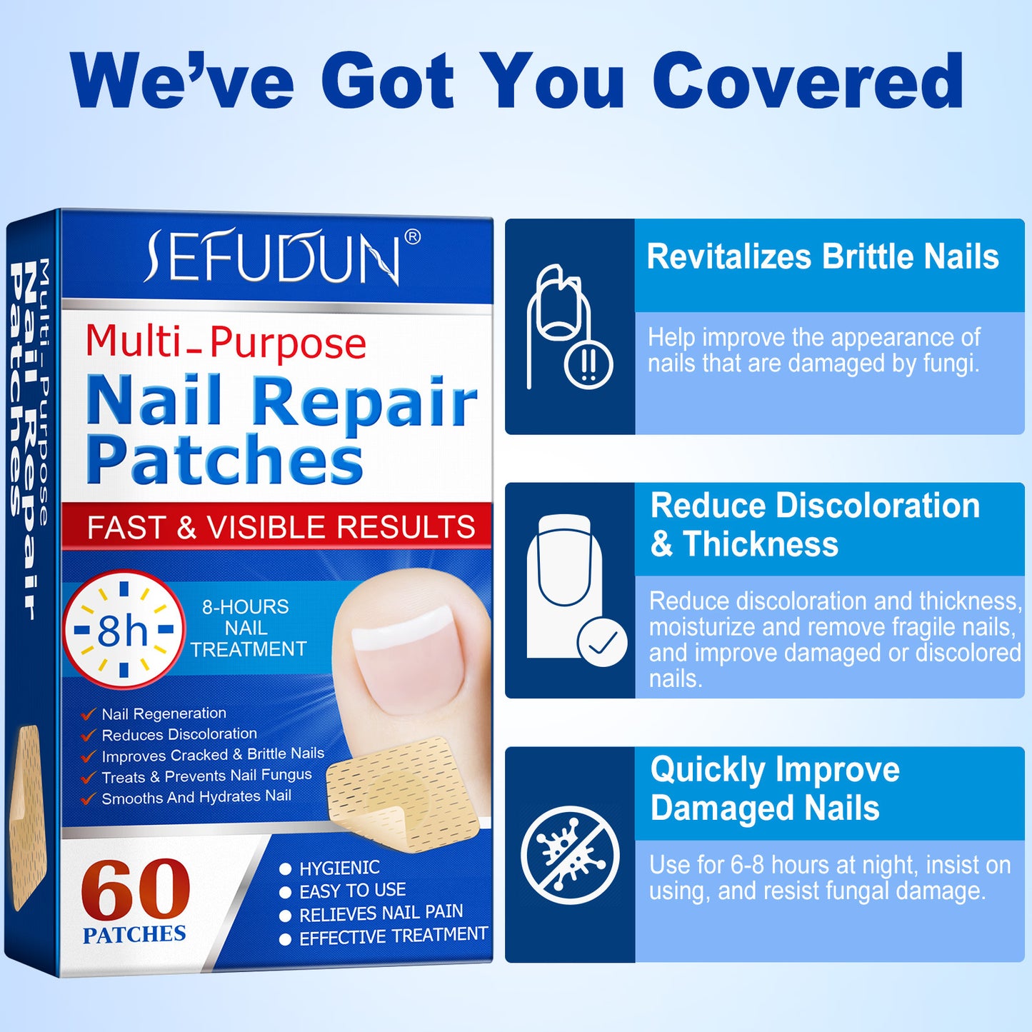 SEFUDUN - Nail Repair Treatment Patches for Damaged and Discolored Nails-60s