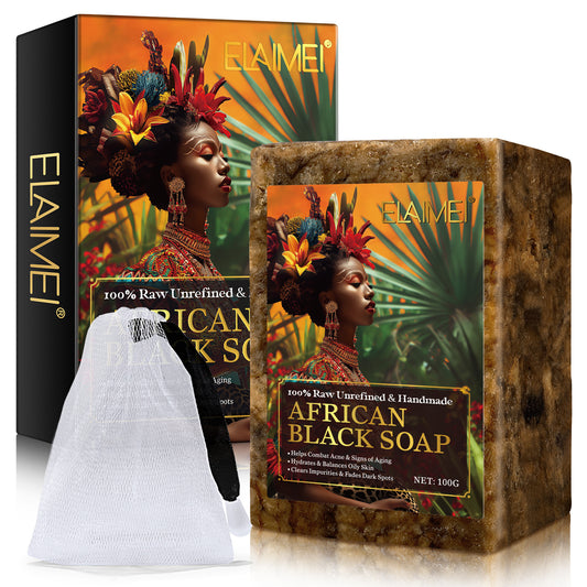 ELAIMEI - African Black Soap-Organic Handmade-Hydrates & Balances Oily Skin